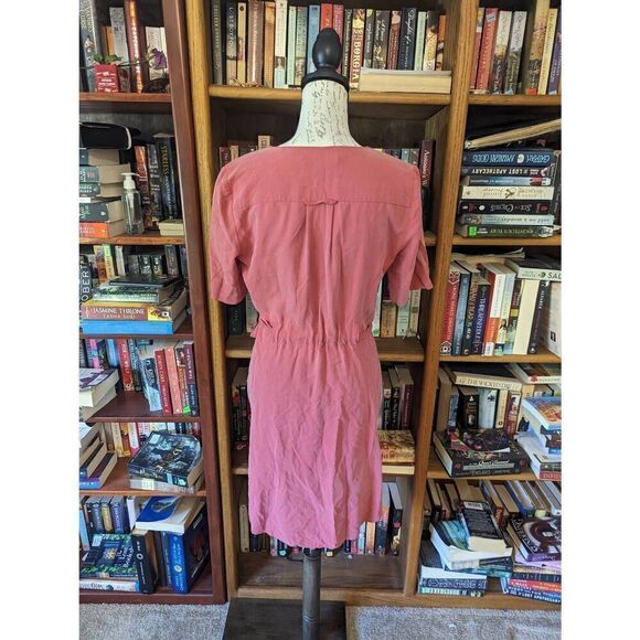 Lafayette 148 new York silk shirt dress sz small euc salmon pink belted - Picture 3 of 7